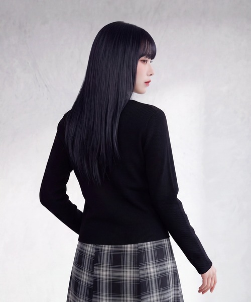ASTORIA ODIER(アストリアオディール)の「【300/365ニット】Wジップシャツフェイク長袖リブニット(セーター/カーディガン/機能性素材/オフィス/休日)(ニット/セーター・レディース・ライトグレー/ブラック/ネイビー/ブラウン・MEDIUM/LARGE)」の20枚目の写真