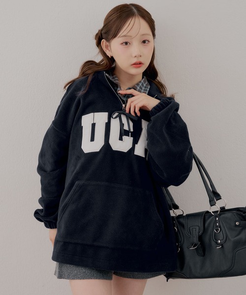 continuer de NICE CLAUP(コンティニューデナイスクラップ)の「ロゴフリースパーカー(パーカー・レディース・ブラウン/ミント/ボルドー/ネイビー/アイボリー・FREE)」の1枚目の写真