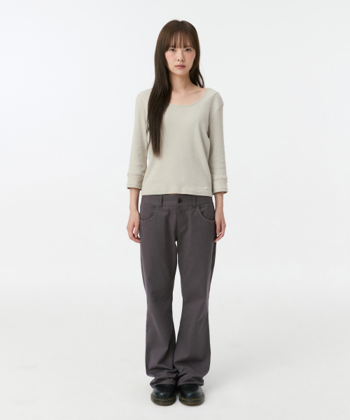 OHESHIO(オヘシオ)の「刺繍ポケット付きブーツカットパンツ(パープル)(その他パンツ・レディース・その他・SMALL/MEDIUM)」の2枚目の写真