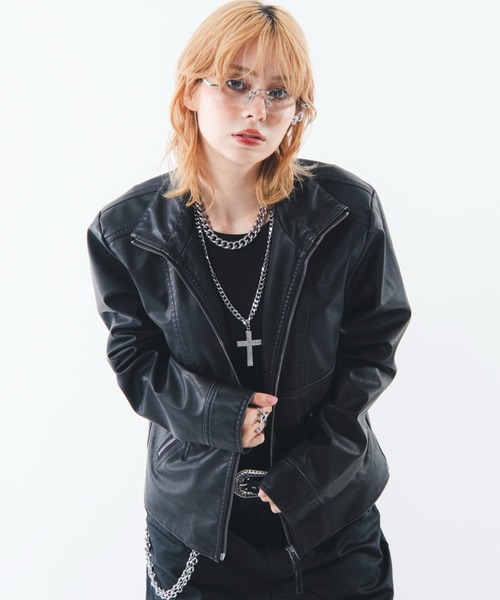 SHORT ROUND(ショートラウンド)の「SHORT ROUND/【26年秋冬新作】PUタイトフィットブルゾン(ライダースジャケット・メンズ・ブラック系その他・LARGE/MEDIUM)」の19枚目の写真