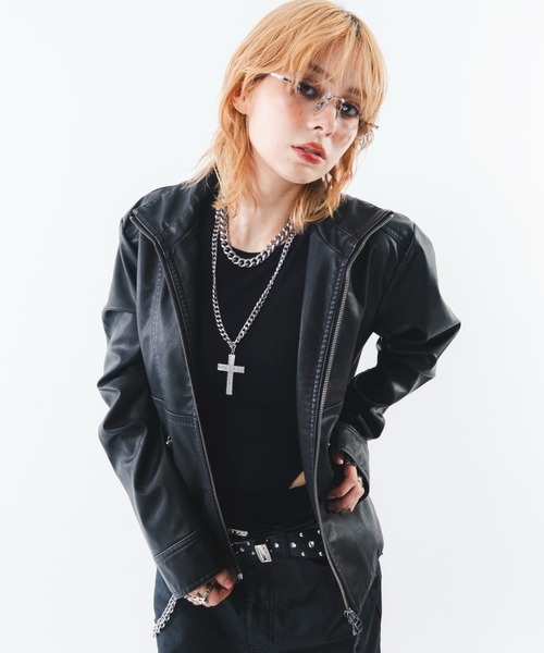 SHORT ROUND(ショートラウンド)の「SHORT ROUND/【26年秋冬新作】PUタイトフィットブルゾン(ライダースジャケット・メンズ・ブラック系その他・LARGE/MEDIUM)」の20枚目の写真