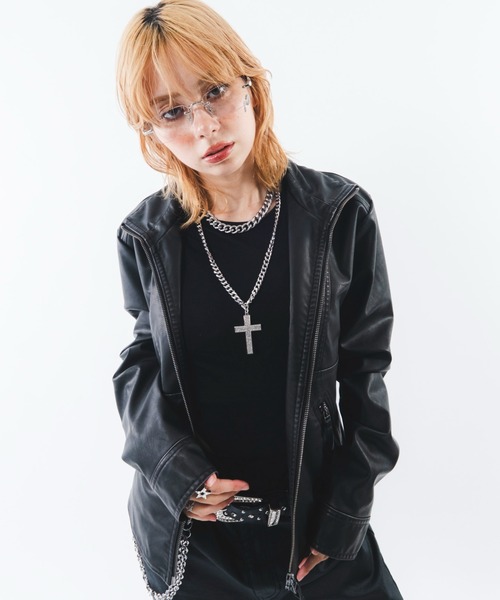 SHORT ROUND(ショートラウンド)の「SHORT ROUND/【26年秋冬新作】PUタイトフィットブルゾン(ライダースジャケット・メンズ・ブラック系その他・LARGE/MEDIUM)」の21枚目の写真