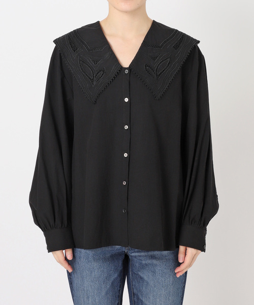 Spick & Span(スピックアンドスパン)の「エンブロイダリーカラーブラウス(シャツ/ブラウス・レディース・ブラック/ホワイト・FREE)」の5枚目の写真
