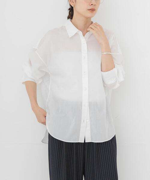 URBAN RESEARCH(アーバンリサーチ)の「ソフトコットンシャツ(シャツ/ブラウス・レディース・ボルドー/ストライプ/オフホワイト/ブルー系その他・FREE)」の2枚目の写真