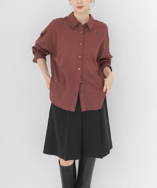 URBAN RESEARCH(アーバンリサーチ)の「ソフトコットンシャツ(シャツ/ブラウス・レディース・ボルドー/ストライプ/オフホワイト/ブルー系その他・FREE)」の4枚目の写真