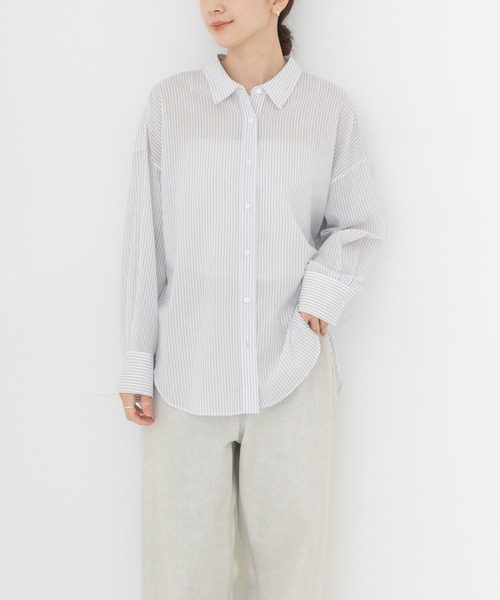 URBAN RESEARCH(アーバンリサーチ)の「ソフトコットンシャツ(シャツ/ブラウス・レディース・ボルドー/ストライプ/オフホワイト/ブルー系その他・FREE)」の7枚目の写真