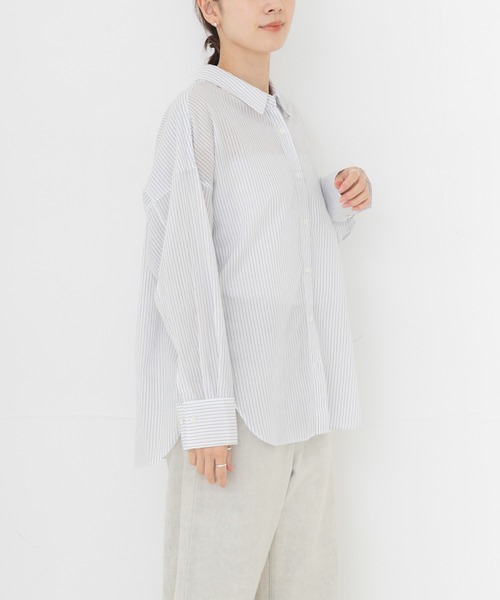 URBAN RESEARCH(アーバンリサーチ)の「ソフトコットンシャツ(シャツ/ブラウス・レディース・ボルドー/ストライプ/オフホワイト/ブルー系その他・FREE)」の8枚目の写真