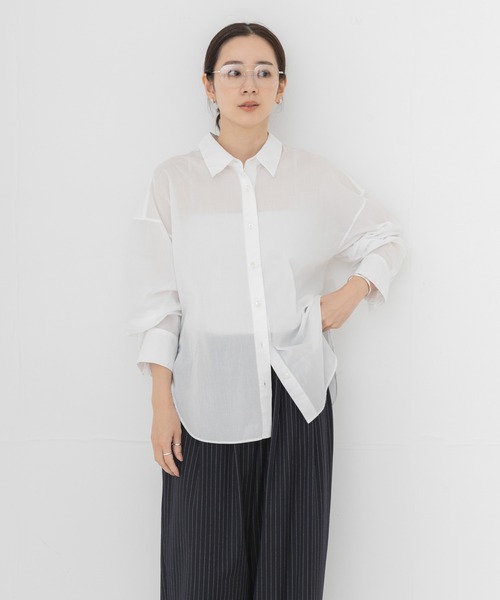 URBAN RESEARCH(アーバンリサーチ)の「ソフトコットンシャツ(シャツ/ブラウス・レディース・ボルドー/ストライプ/オフホワイト/ブルー系その他・FREE)」の10枚目の写真