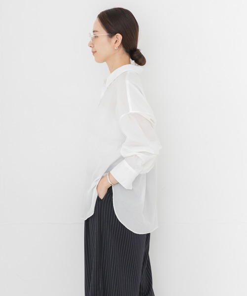 URBAN RESEARCH(アーバンリサーチ)の「ソフトコットンシャツ(シャツ/ブラウス・レディース・ボルドー/ストライプ/オフホワイト/ブルー系その他・FREE)」の14枚目の写真