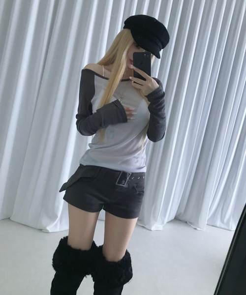 THEAIRTOWN（ジエアタウン）の「raglan off loose tee（Tシャツ/カットソー・レディース・ピンク/ブルー/ダークグレー・FREE）」の16枚目の写真