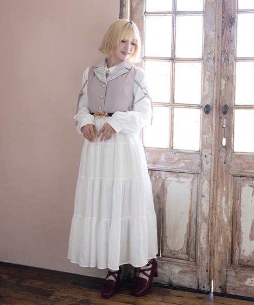 axes femme POETIQUE(アクシーズファムポエティック)の「トレンチ風バイカラーJSK(ワンピース・レディース・ベージュ/ピンク/ブラウン・MEDIUM)」の3枚目の写真