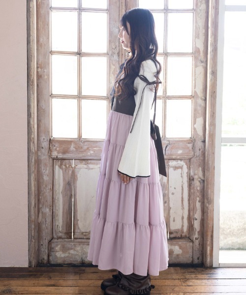 axes femme POETIQUE(アクシーズファムポエティック)の「トレンチ風バイカラーJSK(ワンピース・レディース・ベージュ/ピンク/ブラウン・MEDIUM)」の5枚目の写真