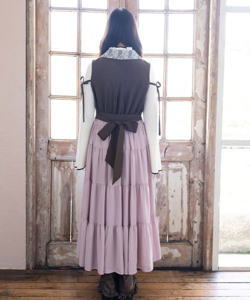 axes femme POETIQUE(アクシーズファムポエティック)の「トレンチ風バイカラーJSK(ワンピース・レディース・ベージュ/ピンク/ブラウン・MEDIUM)」の6枚目の写真
