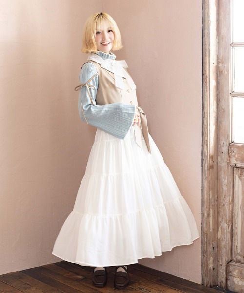 axes femme POETIQUE(アクシーズファムポエティック)の「トレンチ風バイカラーJSK(ワンピース・レディース・ベージュ/ピンク/ブラウン・MEDIUM)」の11枚目の写真