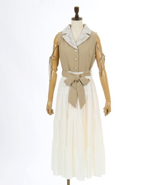 axes femme POETIQUE(アクシーズファムポエティック)の「トレンチ風バイカラーJSK(ワンピース・レディース・ベージュ/ピンク/ブラウン・MEDIUM)」の15枚目の写真