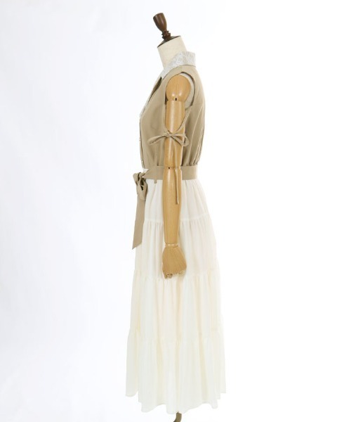 axes femme POETIQUE(アクシーズファムポエティック)の「トレンチ風バイカラーJSK(ワンピース・レディース・ベージュ/ピンク/ブラウン・MEDIUM)」の16枚目の写真