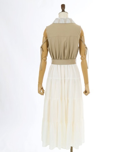 axes femme POETIQUE(アクシーズファムポエティック)の「トレンチ風バイカラーJSK(ワンピース・レディース・ベージュ/ピンク/ブラウン・MEDIUM)」の17枚目の写真