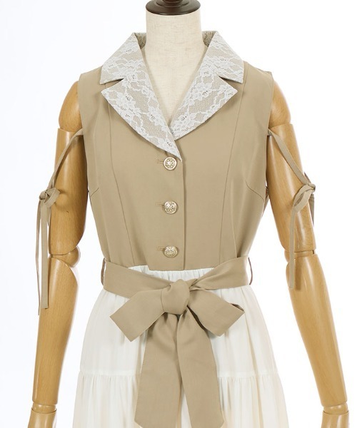 axes femme POETIQUE(アクシーズファムポエティック)の「トレンチ風バイカラーJSK(ワンピース・レディース・ベージュ/ピンク/ブラウン・MEDIUM)」の18枚目の写真