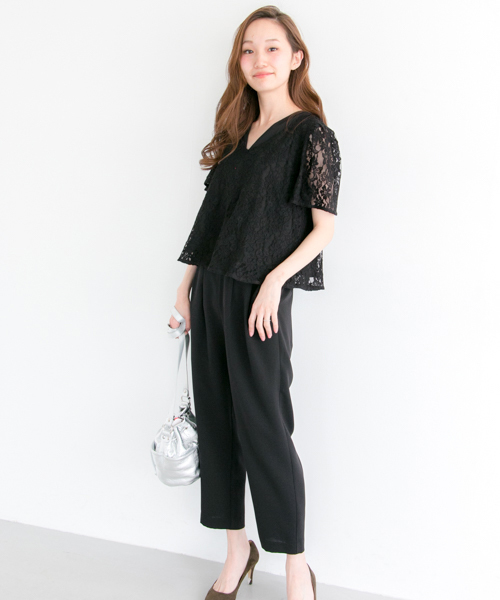 URBAN RESEARCH（アーバンリサーチ）の「UR トップス付カシュクールオールインワン（サロペット/オーバーオール・レディース・ネイビー/ブラック系その他/カーキ・FREE）」の2枚目の写真