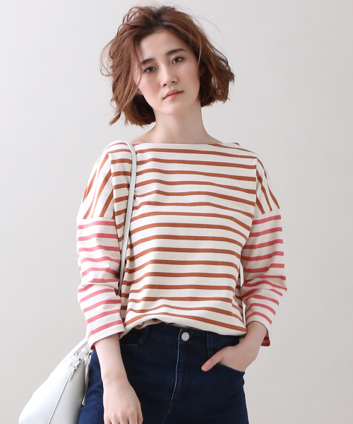 Abahouse Devinette(ドゥヴィネット)の「フレンチボーダー(Tシャツ/カットソー・レディース・オレンジ/ネイビー・FREE)」の2枚目の写真