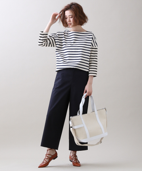 Abahouse Devinette(ドゥヴィネット)の「フレンチボーダー(Tシャツ/カットソー・レディース・オレンジ/ネイビー・FREE)」の4枚目の写真