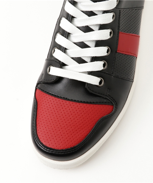 JACKROSE（ジャックローズ）の「パンチングPUミッドスニーカー（スニーカー・メンズ・ホワイト/ブラック×レッド/ブラック・M/L）」の8枚目の写真