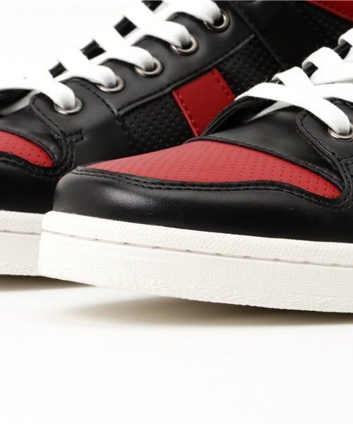 JACKROSE（ジャックローズ）の「パンチングPUミッドスニーカー（スニーカー・メンズ・ホワイト/ブラック×レッド/ブラック・M/L）」の9枚目の写真