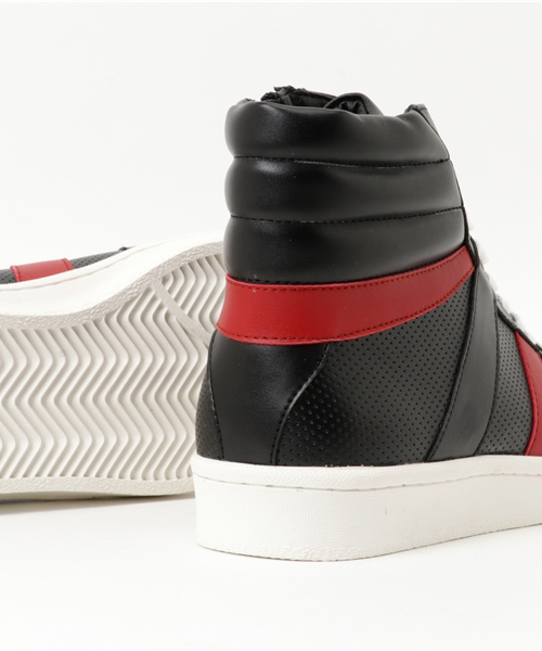 JACKROSE（ジャックローズ）の「パンチングPUミッドスニーカー（スニーカー・メンズ・ホワイト/ブラック×レッド/ブラック・M/L）」の12枚目の写真