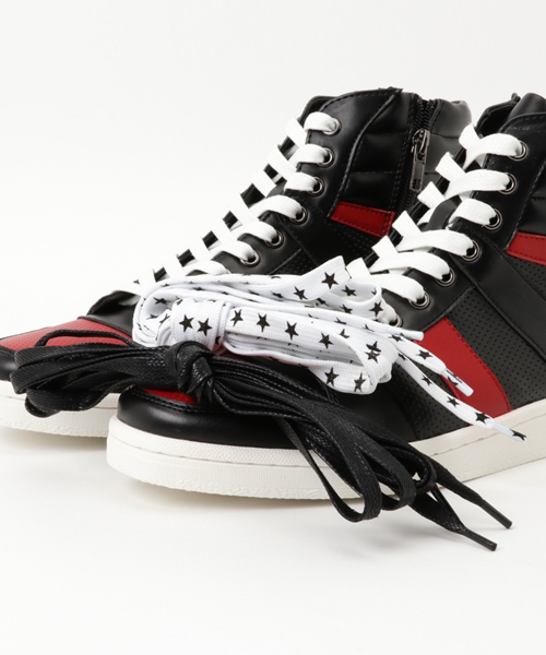 JACKROSE（ジャックローズ）の「パンチングPUミッドスニーカー（スニーカー・メンズ・ホワイト/ブラック×レッド/ブラック・M/L）」の13枚目の写真