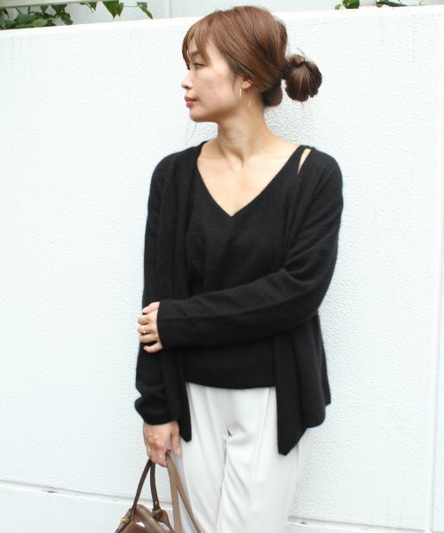 FIGARO Paris（フィガロパリ）の「エアリーファー キャミソール◆（ニット/セーター・レディース・チャコールグレー/ブラック・FREE）」の8枚目の写真