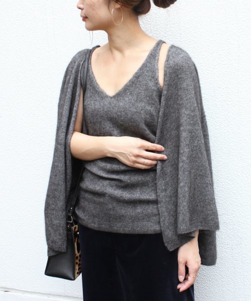 FIGARO Paris（フィガロパリ）の「エアリーファー キャミソール◆（ニット/セーター・レディース・チャコールグレー/ブラック・FREE）」の12枚目の写真