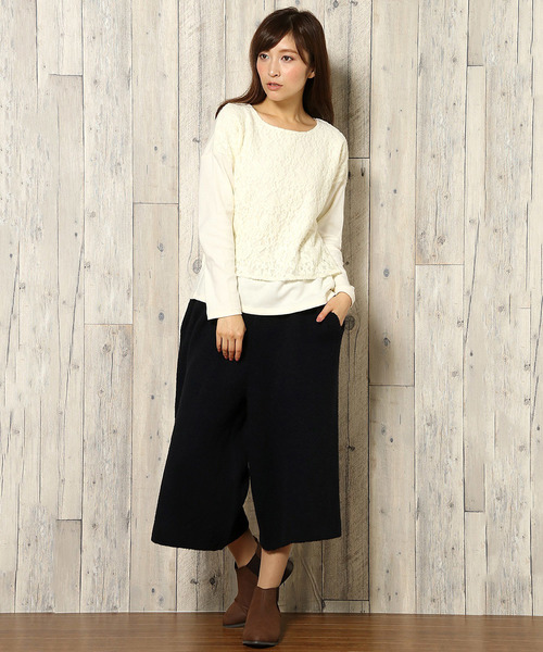 LBC(エルビーシー)の「アクリルナイロンミラノリブタックパンツ (その他パンツ・レディース・オフホワイト/ネイビー/オリーブ・MEDIUM)」の15枚目の写真