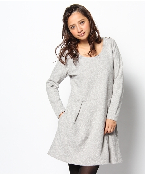 green label relaxing（グリーンレーベルリラクシング）の「GT R/Tブークレ ウエストキリカエ ワンピース（ワンピース・レディース・ブラック/ライトグレー/ワインレッド・フリー）」の2枚目の写真