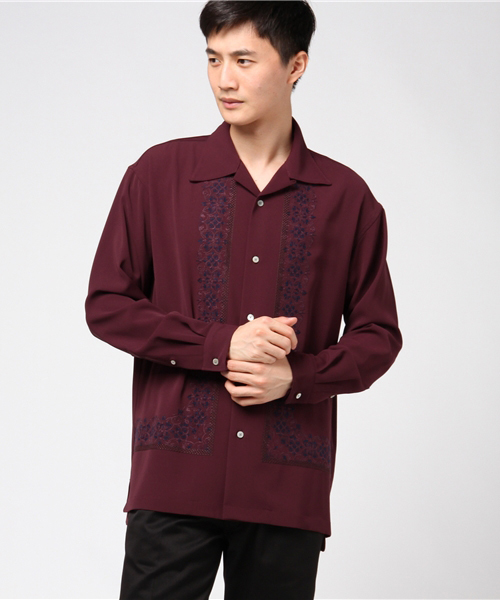 UNITED TOKYO（ユナイテッドトウキョウ）の「刺繍キューバロングスリーブシャツ（シャツ/ブラウス・メンズ・バーガンディー/ブラック・1/2/3）」の13枚目の写真
