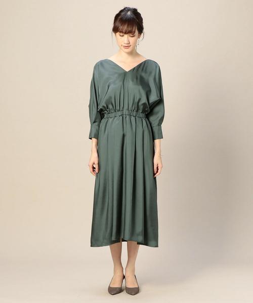 BY DRESS ツイルVネックドルマンスリーブドレス BEAUTY&YOUTH UNITED ARROWS - BY DRESS ツイルVネックドルマン