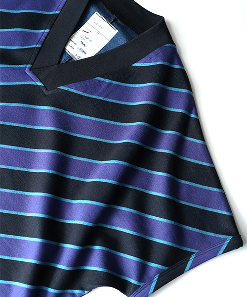 SHAREEF（シャリーフ）の「BIAS STRIPE V-NECK BIG-T（Tシャツ