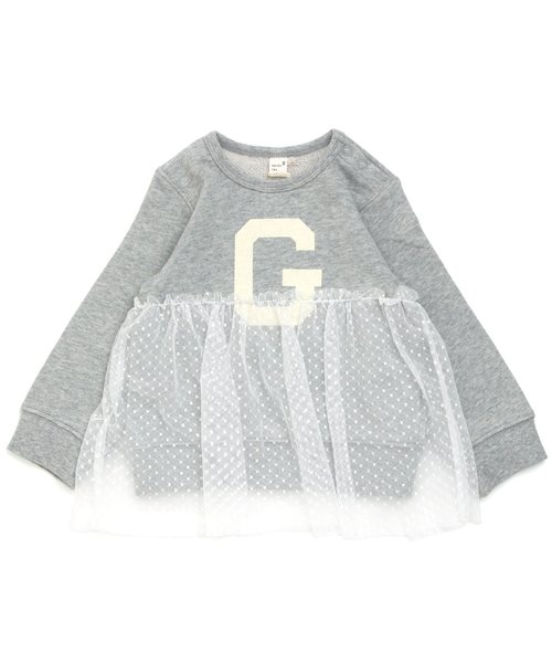 apres les cours（アプレレクール）の「アルファベットチュールトレーナー（スウェット・キッズ・グレー/オフホワイト・90/100/110/120/80/130/140）」の2枚目の写真