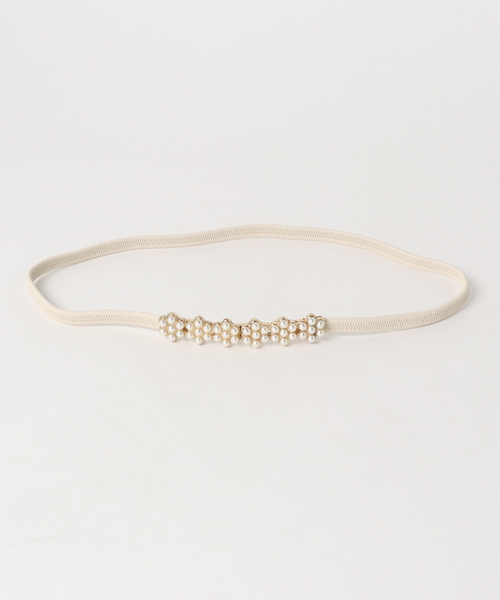 Cupid Heart（キューピッドハート）の「【Cupid Heart】結婚式ベルト フラワーパールゴムベルト（ベルト・レディース・アイボリー/ブラック/ネイビー・MEDIUM）」の5枚目の写真