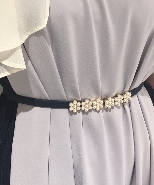 Cupid Heart（キューピッドハート）の「【Cupid Heart】結婚式ベルト フラワーパールゴムベルト（ベルト・レディース・アイボリー/ブラック/ネイビー・MEDIUM）」の7枚目の写真