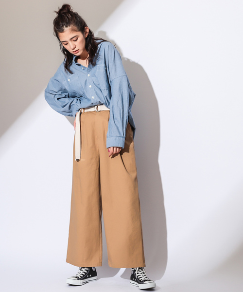 CIAOPANIC(チャオパニック)の「ベルト付き綿ツイルツータックワイドパンツ(その他パンツ・レディース・ベージュ/レッド/アイボリー・FREE)」の13枚目の写真