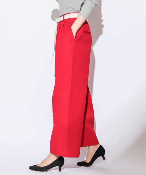 CIAOPANIC(チャオパニック)の「ベルト付き綿ツイルツータックワイドパンツ(その他パンツ・レディース・ベージュ/レッド/アイボリー・FREE)」の7枚目の写真