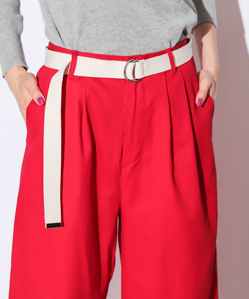 CIAOPANIC(チャオパニック)の「ベルト付き綿ツイルツータックワイドパンツ(その他パンツ・レディース・ベージュ/レッド/アイボリー・FREE)」の11枚目の写真