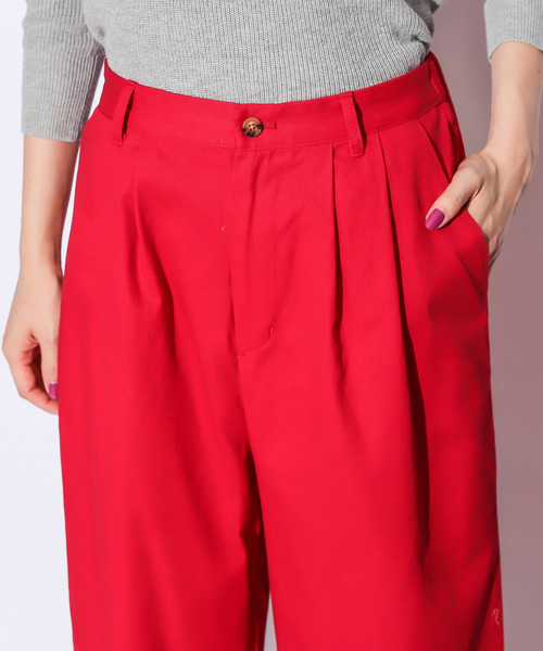 CIAOPANIC(チャオパニック)の「ベルト付き綿ツイルツータックワイドパンツ(その他パンツ・レディース・ベージュ/レッド/アイボリー・FREE)」の5枚目の写真