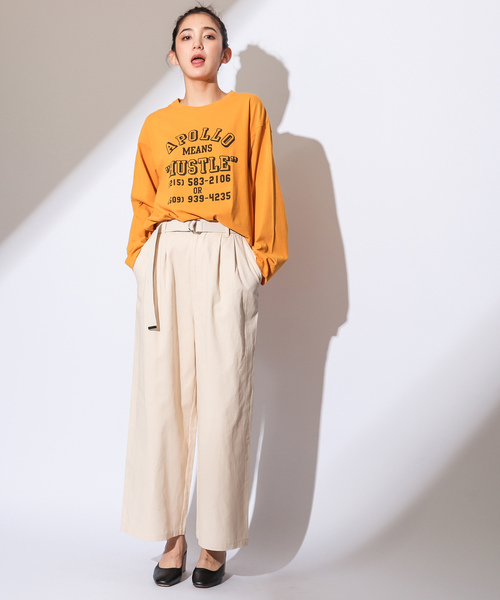 CIAOPANIC(チャオパニック)の「ベルト付き綿ツイルツータックワイドパンツ(その他パンツ・レディース・ベージュ/レッド/アイボリー・FREE)」の6枚目の写真