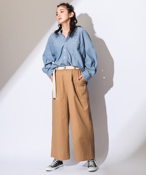 CIAOPANIC(チャオパニック)の「ベルト付き綿ツイルツータックワイドパンツ(その他パンツ・レディース・ベージュ/レッド/アイボリー・FREE)」の18枚目の写真