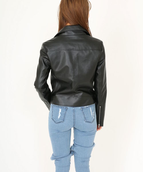 ENVYM（アンビー）の「Ｓｐｒｉｎｇ ｒｉｄｅｒｓ ＪＫ                      （ライダースジャケット・レディース・ブラック/ベージュ/ピンク・FREE）」の4枚目の写真