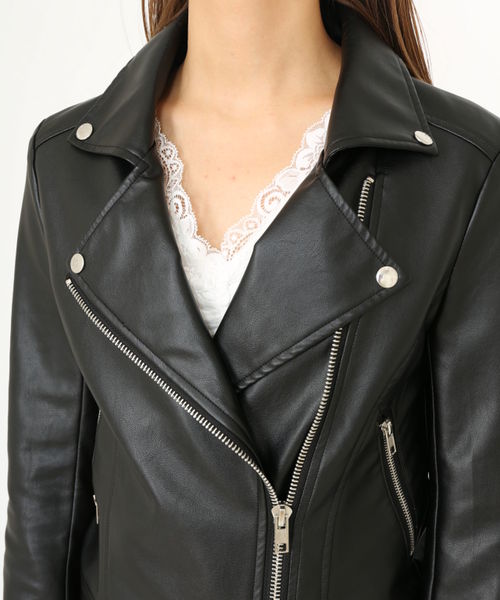 ENVYM（アンビー）の「Ｓｐｒｉｎｇ ｒｉｄｅｒｓ ＪＫ                      （ライダースジャケット・レディース・ブラック/ベージュ/ピンク・FREE）」の5枚目の写真