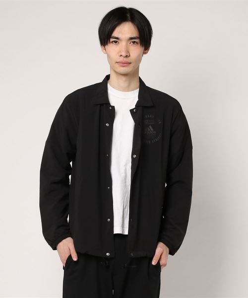 adidas(アディダス)の「M ID コーチジャケット(ナイロンジャケット・メンズ・ブラック・LARGE/MEDIUM/X-LARGE/XX-LARGE/X-SMALL/XXXX-LARGE/SMALL/XXX-LARGE)」の1枚目の写真