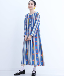 merlot plus | アレンジローズストライプ柄ワンピース7475(ワンピース)