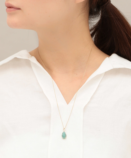 agete【アガット】SV×K10×グリーンクォーツ ネックレス チャーム agete